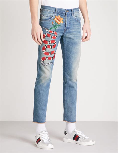 gucci pantaloni serpente|gucci denim jeans.